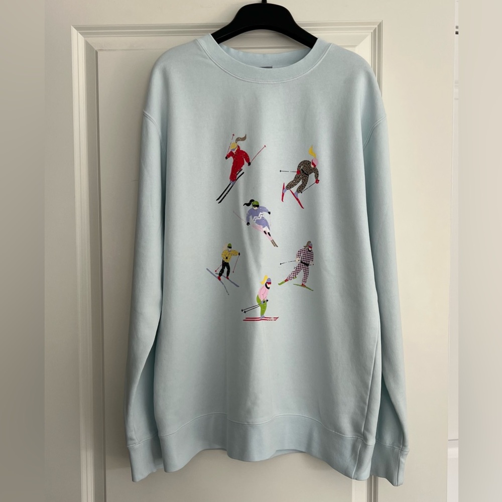 Women's Light Blue Ski Graphic Sweatshirt